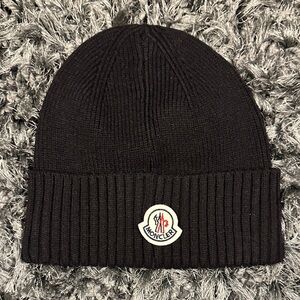 Moncler Dark Knit Beanie with Logo